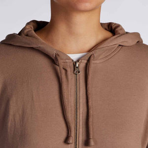 Haute Qualité Longue Longueur Zipper Hoodies Brun Teinture Coton Surdimensionné Femmes Zipper Hoodies - Product Image 6