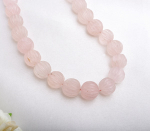 Cuentas de Cuarzo Rosa de 11 mm a 13 mm, Forma de Melón, 1 Hilo, Naturales, para la Elaboración de Joyería Fina, Collar de Piedras Preciosas - Product Image 1