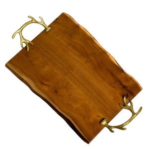 Plateau de service en bambou de qualité supérieure avec poignée en forme de fleur pour servir des collations, des desserts, des aliments, des plateaux de service, des plateaux de service pour collations en vente - Product Image 2