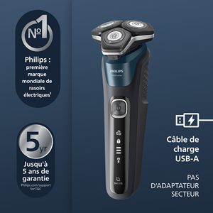 Afeitadora Rotatoria Eléctrica Azul, para Uso en Seco/Húmedo, Triple Cuchilla, Resistente al Agua IPX7, Recortadora Extraíble, Estuche de Viaje, Sistema de Limpieza para Rostro - Product Image 6