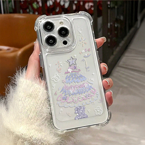 Funda transparente para teléfono móvil para iPhone 17 16 15 Pro Max, bolsillos de aire en las cuatro esquinas, elegantes fundas de teléfono estéticas navideñas - Product Image 2