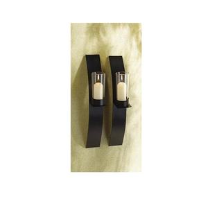 Candelabros de decoración de pared con recubrimiento de polvo negro de hierro sólido, candelabros de lujo decorativos para el hogar montados en la pared de Metal y vidrio - Product Image 1