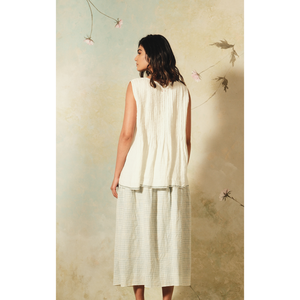 ASPARA <b>TOP</b>-Handwoven <b>Linen</b> Ivory Swimsuit Cover-Up - Product Image 2
