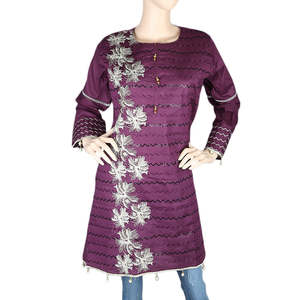 Kurti court brodé pour femmes - Violet - Product Image 2