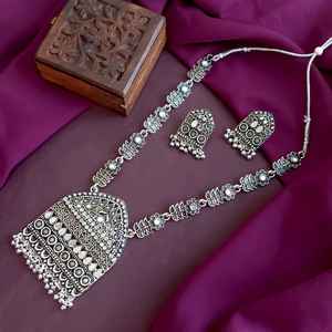 Joyería de moda india, conjunto de collar de cadena con colgante de cristal bohemio antiguo oxidado, Pendientes colgantes, joyería para mujer - Product Image 2