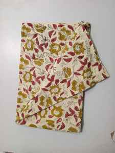 Indian Handmade Designer Fabric Quilting Cotton Beautiful Yellow Floral Print for Bags and Uniforms - Product Image 3