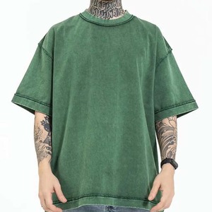 Buena calidad verano Streetwear manga corta ropa de hombre camisetas de algodón Ringer Color de gran tamaño lavado ácido camisetas - Product Image 6