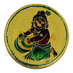 Smart Fashion Deal Acero inoxidable Chapado en oro Meenakari Dibba Rajasthan Diseño moderno religioso para regalos de decoración del hogar - Product Image 3