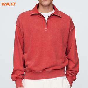 Vente en gros sweat-shirt zippé en coton mélangé personnalisé 1/4 hiver chaud veste unisexe pour hommes femmes à capuche brodé basique - Product Image 1