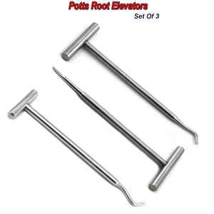 Élévateur dentaire manuel en acier Potts, instruments chirurgicaux d'extraction dentaire, lot de 3, certifié CE Classe I - Product Image 4