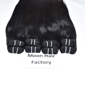 Extensions de cheveux humains indiens lisses, non traités, à cuticules alignées, double trame machine, prix de gros, en vente - Product Image 4