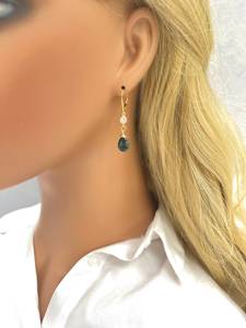 Green <b>Emerald</b> 925 Sterling Silver Gold Plated Dainty <b>Drop</b> <b>Earrings</b> for Women Wedding & Party Gift - Product Image 4