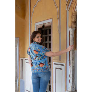 Chaleco Acolchado de Terciopelo Azul Hecho a Mano para Mujer, Prenda Exterior Elegante, Largo, con Decoración Bordada, Diseño Vintage para Invierno y Primavera - Product Image 2