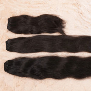 Exclusivo Natural marrón crudo virgen indio Remy templo sedoso hecho a mano extensión solo dibujado recto preunido máquina trama - Product Image 1