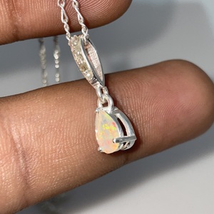 Handmade Alloy Children's Small <b>Opal</b> Vintage Fashion Engagement Silver Plated Multi Fire Faceted Charm <b>Pendant</b> - Product Image 6