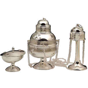 Petit article décoratif d'utilisation d'église de métier religieux Thurible en métal plaqué argent - Product Image 2