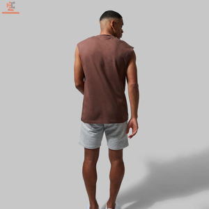 เสื้อกล้ามฟิตเนสสำหรับผู้ชายเสื้อผ้าออกกำลังกายผ้าฝ้ายแบบยั่งยืนเสื้อยิมไซส์ใหญ่พิเศษออกแบบได้ตามต้องการ - Product Image 4