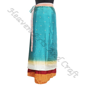 Elegante Pareos Lava-Lavas Traje de baño Cover-Ups y pareos para las mujeres El diseño más nuevo Reciclado Reversible Seda Sari Indio Impreso - Product Image 4