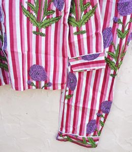 Conjunto de pijama suave indio informal, traje de noche de 100% algodón con estampado de bloques, tela tejida, ropa de noche, regalo para ella - Product Image 5