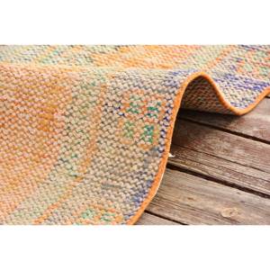 Tapis en laine turque orange et violet vintage 4 X 10,9ft tissage plat Patchwork Design pour salon décor voiture utilisation avec support en latex - Product Image 4