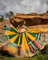 Lehenga Choli con Blusa con Bordado de Espejo y Dupatta para el Festival Indio Navratri, Lehenga Colorida para Mujer, Choli Tradicional