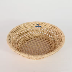 Vietnam vende al por mayor bandejas redondas de ratán hechas a mano de alta calidad bandeja de servicio de cerámica para decoración del hogar y regalos de comida - Product Image 1