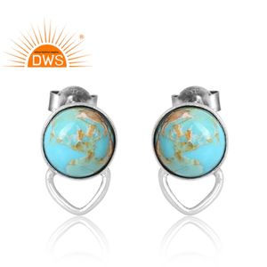 ต่างหูอัญมณีเทอร์ควอยซ์คิงแมนธรรมชาติดีไซน์ใหม่จากผู้ผลิตเครื่องประดับตามสั่ง - Product Image 1