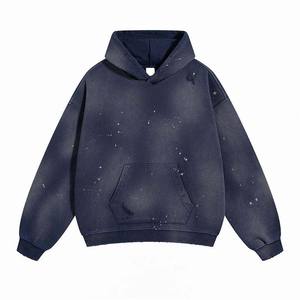 2025 Latest Design Men's 100% Cotton Aged Hoodies Embroidered Custom Own Logo ODM Spring High Quality No <b>String</b> Heated - Product Image 1