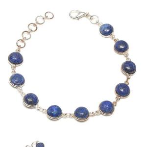 Pulsera de Piedra de Lapislázuli Natural en Plata de Ley 925, Estilo Clásico Unisex, Cadena y Eslabones, para Regalo en Ocasiones Especiales - Product Image 6