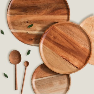 Vente en gros d'assiettes en bois bohèmes, ensemble combiné d'assiettes en bois robustes bio-compostables pour les repas du soir - Product Image 5