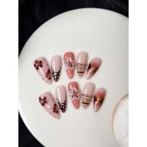 Rose Cocoa Bloom Press on Nail Art - Product Image 2