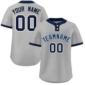 Maillots de baseball brodés à deux boutons imprimés sublimés par conception personnalisée OEM avec logos en sergé et vêtements d'équipe durables - Product Image 1