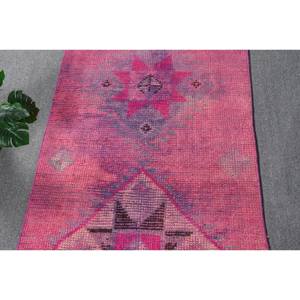 Tapis turc classique de Style bohème 2.7 X 10.5ft rose Patchwork Design laine matériel Latex support pour salon chambre couloir - Product Image 5