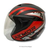 Casque de moto JP13 Armor de haute qualité, rouge noir mat |   Visière simple certifiée SNI, doublée de mousse ABS, légère