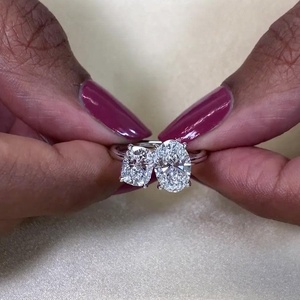 Anillo de Diamante Cultivado en Laboratorio Toi Et Moi de 2.50ct, Certificado IGI, Corte Oval y Cojín, Oro de Dos Tonos o Platino - Product Image 1