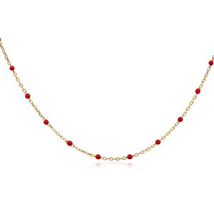 สร้อยคอแฟชั่นดีไซน์เคลือบสีแดง ชุบทอง ชุบโรเดียม ทำด้วยมือ ขายส่ง เครื่องประดับเงินแท้ 925 จากตุรกี - Product Image 3