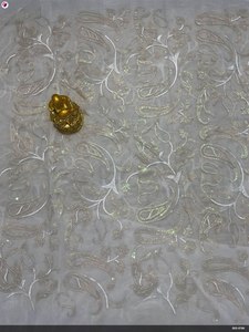 Nueva colocación bordado secuencia tela diseñador fantasía tela encaje lentejuelas encaje tela bordado - Product Image 4