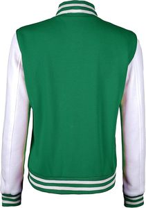 Cuerpo de lana Varsity para mujer, Mangas de cuero de vaca genuino, chaqueta escolar Bomber con letras de béisbol, chaqueta con capucha Varsity de lona - Product Image 2