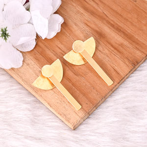 High Quality <b>Brass</b> Gold Plated Plain Stud Earrings Handmade Matt Finish <b>Brass</b> Gold Plated Stud Earring Wholesale Manufacturer - Product Image 6