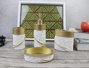 Ensemble de salle de bain en résine de luxe et plateau de lavage à la main ensemble d'accessoires de salle de bain bouteille avec produit Offre Spéciale vente en gros - Product Image 2
