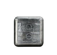 Meuble industriel de luxe inspiré des avions Aviator en aluminium clouté armoire de chevet à 2 tiroirs, table de nuit, table de chevet