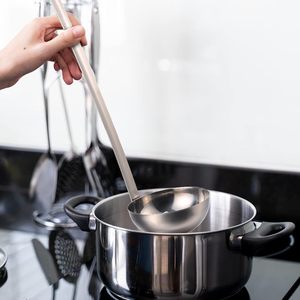 Vajilla de fabricante al por mayor, nuevo cucharón de sopa de aceite separador, cucharón de acero inoxidable con mango largo - Product Image 2