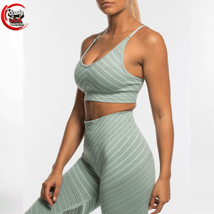 Conjunto de gimnasio de dos piezas de alta calidad para mujer, sujetador de Yoga Atlético transpirable, pantalones cortos, cintura elástica, cinturón deportivo sólido para Fitness - Product Image 6