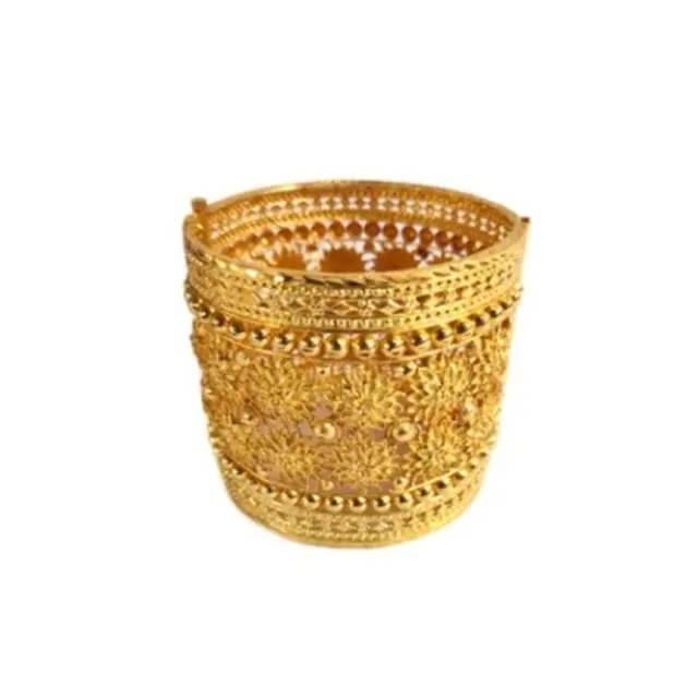 Schlussverkauf 2024 indische 22K Goldplattiert modisch frei verfügbar Größe 3" Höhe 1 Stück Armband für Hochzeit Parteien Juwelerset