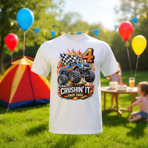 Maglietta Monster Truck per il 4° Compleanno 2022 per Bambini di 4 Anni, Personalizzabile per Feste Successive - Product Image 3