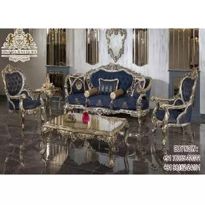 Ensemble de canapés de salon en bois de teck indien, finition argent artisanal, poli argent, pour la maison - Product Image 1