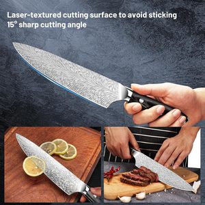 มีดเชฟชาวญี่ปุ่นดามัสกัสมีดทำครัวคมมีดสำหรับเชฟมืออาชีพ - Product Image 3