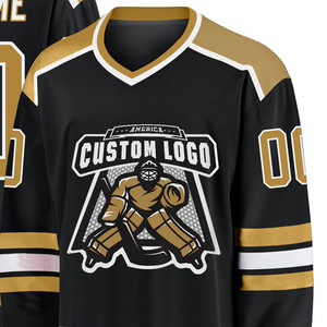 BEST Customized Logo Ice Hockey Jerseys 100% Polyester Long Sleeves V-Neck Quick Dry Ice Hockey Jerseys For Men's Breathable - Product Image 2