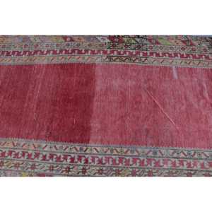 4.6x11.5 ft Rug, Turkish Rug, Vintage <b>Red</b> <b>Wool</b> Patchwork Rug - Product Image 5