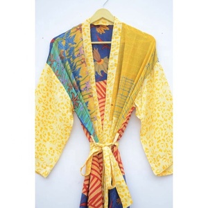 Kimono de seda tejido floral para mujer, bata de baño con cinturón ajustable, regalos de dama de honor para Primavera/Verano, novedad - Product Image 3
